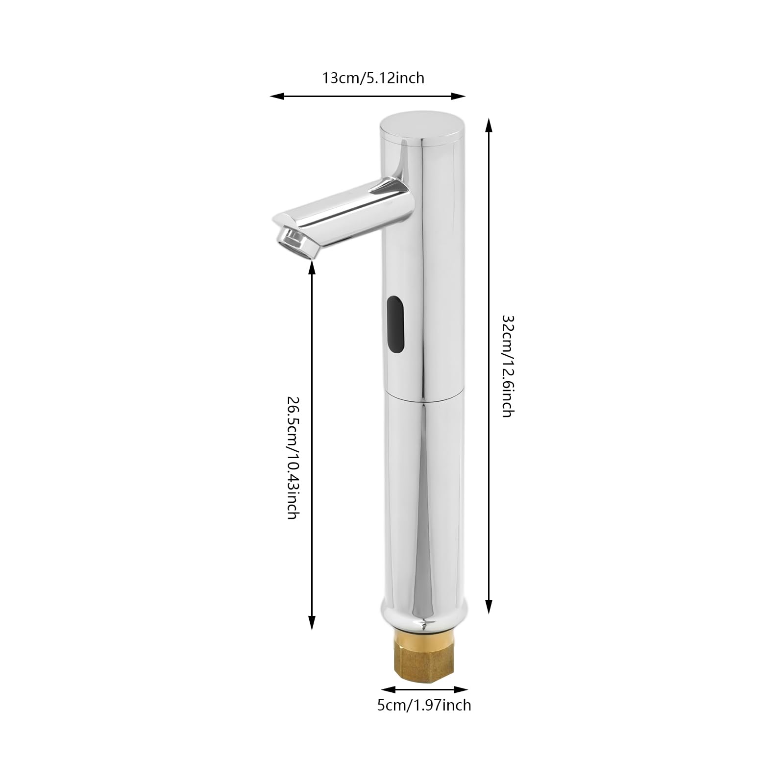 Robinet Automatique avec Capteur Infrarouge salle de bain Robinet de lavabo sans contact Mitigeur d'eau froide-Chromé（30cm）