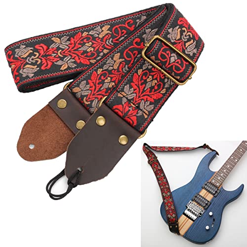 MuzcYM Sangle de Guitare, Sangles de Guitare Vintage Brodées Vintage Tissées avec Extrémités en Cuir Véritable pour… - Les Beatles, Paul McCartney, John Lennon, RIngo Starr, George Harrison MuzcYM Sangle de Guitare, Sangles de Guitare Vintage Brodées Vintage Tissées avec Extrémités en Cuir Véritable pour… – Image 4