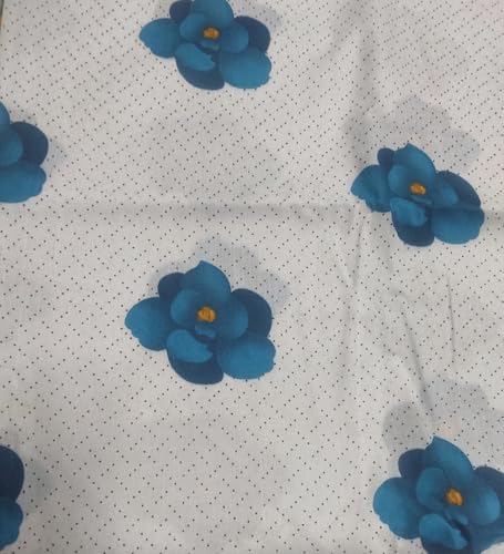 Image of Cotton Print(Unstitched Fabric for Girl /Women,Width-44 inch,Length-5 Meter,for Making Full All Over Suit,Kurti,Gown,Palazo,Dress Material,Tunics,Top,Maxi,Nighty.Free Size, White Ferozi 5 Meter