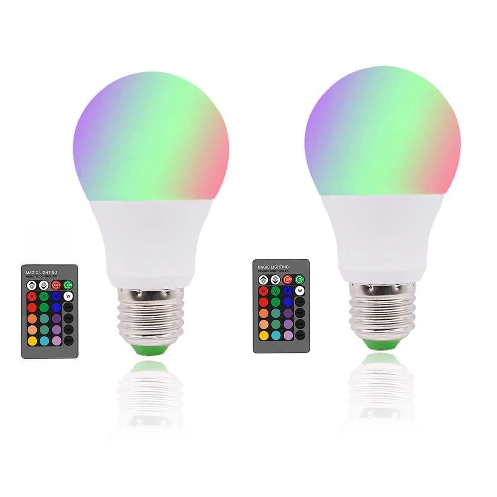 Chao Zan 3W (2 Pack) 3W E27 Led Colour Changing Light Bulb, Edison Screw Dimmable 16 Coloured Bulbs With Remote Control, Rgb Colours+ Cool White Mood Lights, 2 Pack