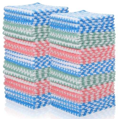60pcs Microfiber Cleaning Cloths Kitchen Towels Dish Cloths Ultra-Soft Absorbent Streak Free Lint Free Rags Reusable Washable Towels Dish Towel for Furniture Bathroom Car Glass Tea Drying Washing