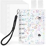 シール帳 透明 A7サイズ はがせる 女の子 シールバインダー シール手帳 クリアバインダー 6穴 シール収納 推し活グッズ シール台紙10枚セット 3層構造 PPシート2枚&専用ストラップ付き(星柄入り)