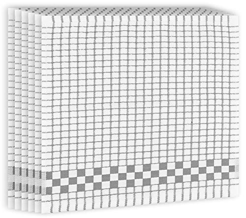 Fecido Classic Kitchen Dish Cloths with Hanging Loop (12 x 12 Inches) - Set of 6, Silver Gray