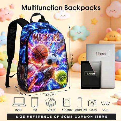 Image of Custom Backpack for Boys Kids Toddler Backpacks Back to School Bookbag Set | Kid Personalized Backpack with Lunch Box Boy Kindergarten Elementary Preschool Daypack Birthday Gifts Sports Ball Soccer