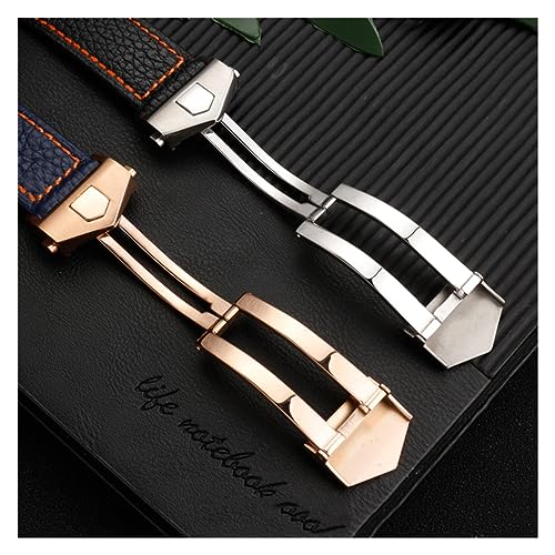 Correa de reloj de piel auténtica de 22 mm EZZON compatible con TAG Heuer Monaco de cuero 5