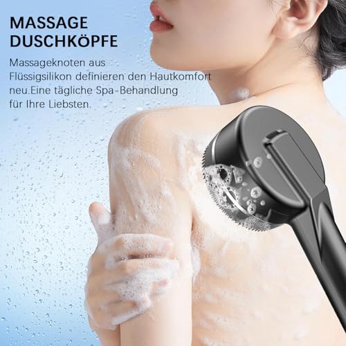 Duschkopf mit Filter, Hochdruck Handbrause mit 1,5 M Schlauch, 4 Strahlarten Duschkopf Wassersparend mit Stoppfunktion, Duschbrause mit halterung, Shower Head für Hartes Wasser,Rest-Chlor,Bakterien