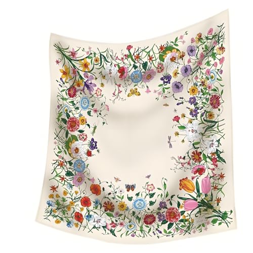 SSylphSScarf Premium Floral Scarf for Women 35x35 Square Silk Feel-Lightweight Scarves Headscarf Bandanas Wrapping Handbag