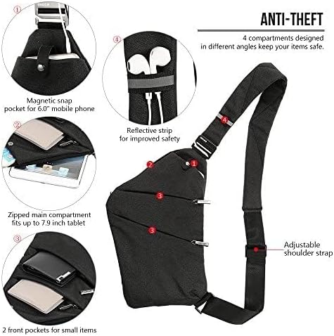 Lixada Sling Backpack Chest Bag Lightweight Outdoor Sport Travel Hiking Anti Theft Crossbody Shoulder Pack Bag Daypack - Image 3