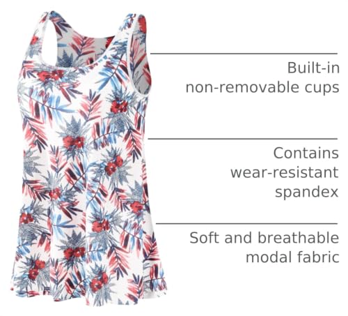 Image of Rosyline Tank Top for Women with Built in Bra Flowy Swing Undershirt Tank Tops S-4XL
