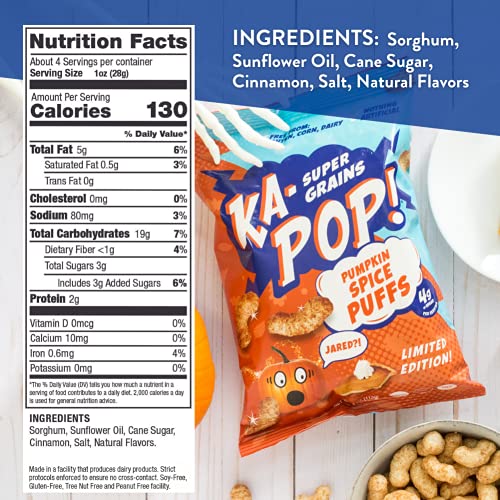 Ka-Pop! Pumpkin Spice Puffs | Gluten-Free, Super Grain Sorghum, 4Oz Pack Of 4 #TOP3