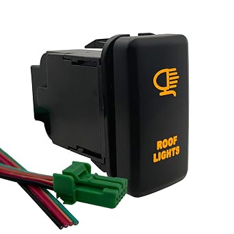 Orange Amber Led Light Bar Push Button Switch for Toyota Tacoma FJ Cruiser Toyota Landcruiser Prado 3Amp 12V 39mm x 21mm ROOF Lights
