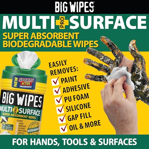 Image of BIG WIPES Heavy Duty Multi Surface Canister, Super Absorbent Cleaning Cloths for Hands, Surfaces, and Tools - 80 Count Canister (1 Pack)