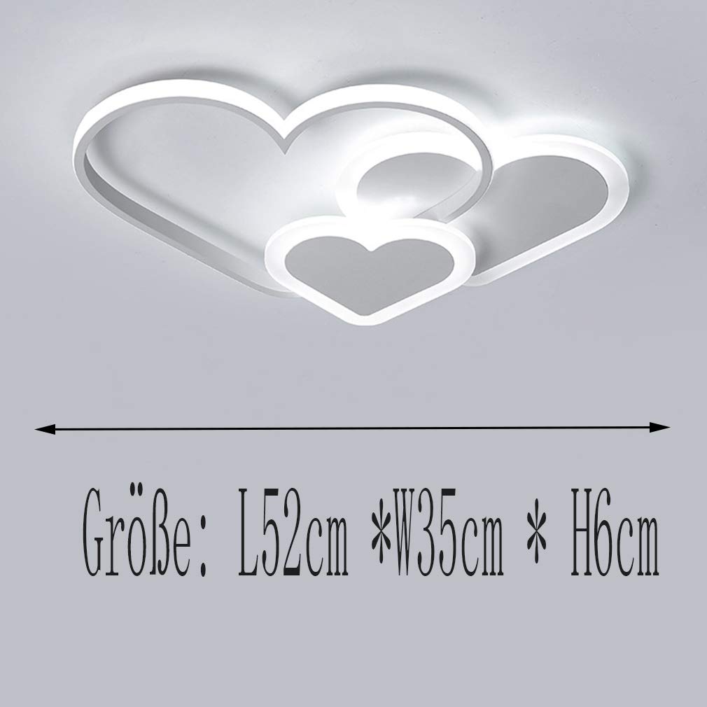 Plafonnier LED Forme Cœur Moderne - Lustre Suspendu Salon, Chambre Enfant Ou Adulte, Blanc 6500K 50x38cm