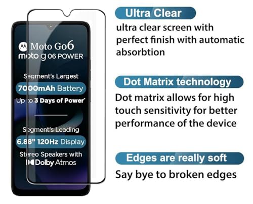 Image of HD Tempered Glass Screen Protector Compatible for Moto G06, G06 Power 5G with Edge to Edge coverage and Easy Installation kit