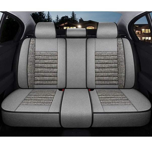 Fundas De Asiento De Coche para Volkswagen EOS 2007-2016, 5 Plazas Lino Delanteros Delanteros Y Traseros Transpirable Cómodo Protector Seat Interior Accesorios(Gray)