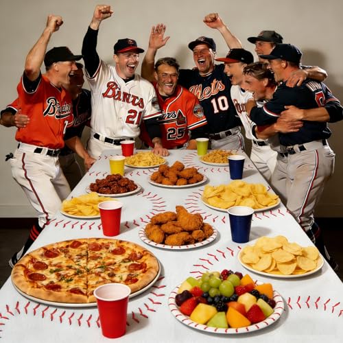 Image of 3pcs Baseball Tablecloths Baseball Birthday Party Supplies Tablecloth | Disposable Plastic Table Cloths Rectangle Waterproof Table Cover for Baseball Sports Theme Party Decorations