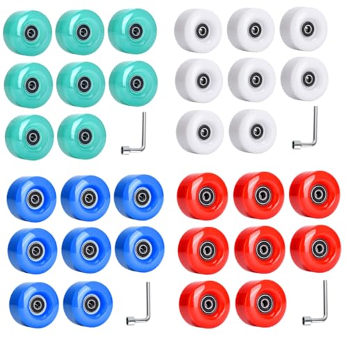 Ruedas para patines de PU para eliminar vibraciones juego de 8 repuestos verdes con llave 3