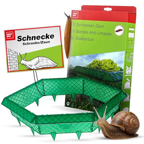 SWISSINNO Schneckenzaun mit Greifzange – Komplett-Set zum Abwehren von Schnecken – Schneckenkragen mit Ecken & Werkzeug – Wiederverwendbarer Schneckenschutz – 2 m Set