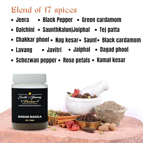 Image of Savita's Yummy Parlour Garam Masala - 70g | Homemade Premium Spice Blend | Authentic Indian Flavor Enhancer for Curries & Dishes