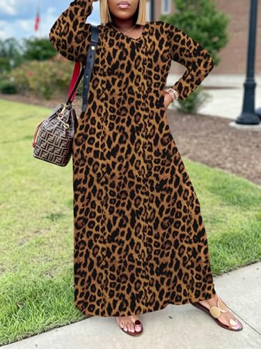 Image of TOPSRANI Womens Plus Size Maxi Dresses for Women Oversize Casual Short Sleeve V Neck Loose Plain Solid Trendy Summer Dress