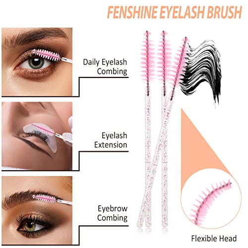 4. Bild von Fenshine Wimpernbürste, leichte Einweg-Mascara-Stäbe, lange Wimpernbürste für Wimpernverlängerungen, Augenbrauenkonturierung und Make-up (200 Stück, Rosa)