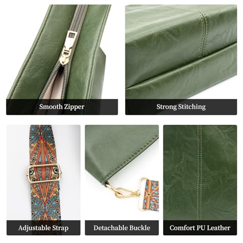 Hobo Bags for Women Crossbody Bag Guitar Strap Purse Vegan Leather Shoulder Handbags Boho Purses Tote Bucket Bag4