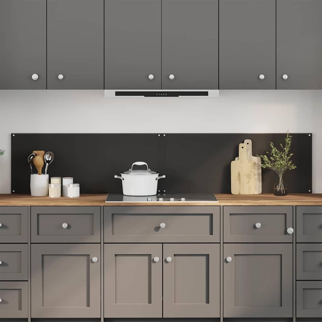 Generisch Küchenrückwand 2 pcs Schwarz 100 x 40 cm Gehärtetes Glas,Heim Garten,Küche Esszimmer,Küchenhelfer -utensilien-3415440