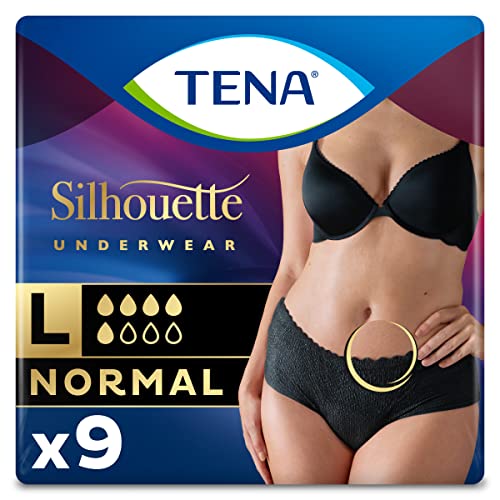Tena Silhouette Noir - Bragas de cintura baja, talla L, 9 unidades