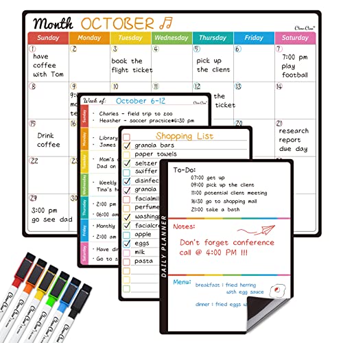 Magnetic Dry Erase Monthly Calendar Set - 14.5"x11" Monthly Calen...