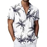 QC-FDC Ropa Playa Hombre Camisa Hawaiana - Manga Corta con Botones Estampado De Playa Tejido Transpirable (MX/US, Alfa,...