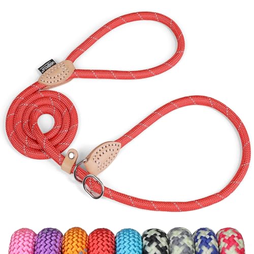 Hundeleine Nylon Kurze Runde von 12 mm Anti Zug, handgefertigt in der EU, Hundetrainingsleine für kleine mittelgroße und große Hunde. Größe 60 cm. Schwarz&Weiß 3 Grand Line Reflektierende Hundeleine für Kleine, mittlere und große Haustiere - 1,5 m Rot