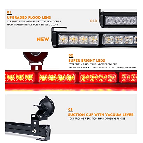 Xprite 31.5 Inch Led Traffic Advisor Strobe Light Bar, 21 Flashing Patterns W/ Suction Cup Mount, Windshield Deck Emergency Warning Safety Lightbar For Firefighter Volunteer Pov Vehicles Trucks - Red #TOP1