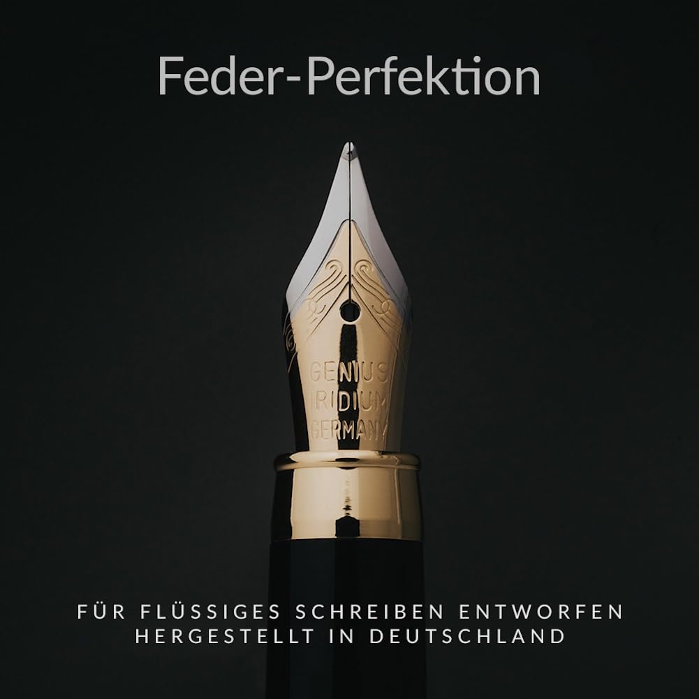 Wordsworth & Black Füllfederhalter Set, Premium Bambusholz - Mittlere Feder, Geschenketui; Enthält 6 Tintenpatronen, Tinten Nachfüll Konverter - Journaling, Kalligraphie, [Rosenholz]