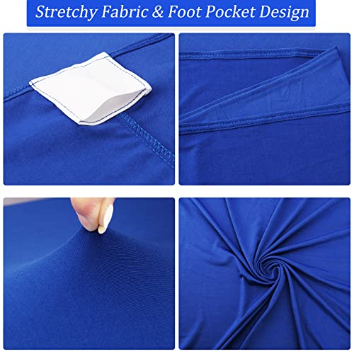 Image of 4 Pack 32x43 Inch Cocktail Table Cover Spandex Stretch Square Corners Tablecloth, Cocktail Round Table Cloth, Fitted High Top Table for Bar, Weddings, Birthday, Banquet, Outdoor Party (Royal Blue)