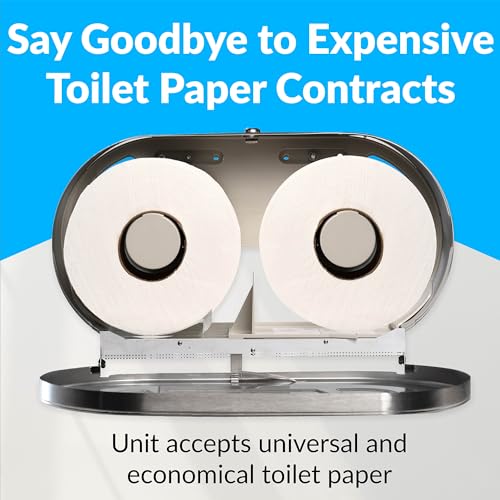 Bobrick B-2892 Surface-Mounted Twin Jumbo-Roll Toilet Paper Dispenser, Double Roll Toilet Paper Holder