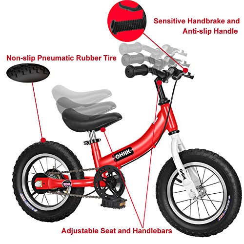 Ohiik Balance Bike 2 In 1 For Kids 2 3 4 5 6 7 Years Old,Balance To Pedals Bike,12 14 16 Inch Kids Bike,With Pedal Kit,Training Wheels,Brakes thumb #2