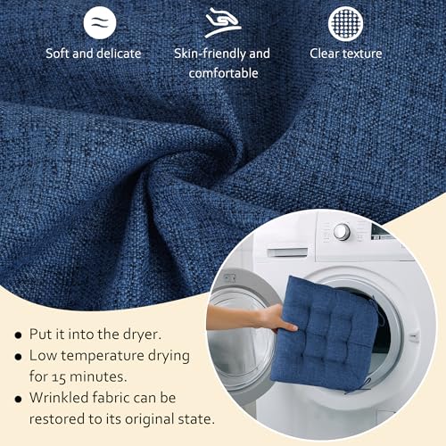 ELFJOY Extra Large Rocking Chair Cushion Thick Linen Chair Pads Back and Seat Cushion 2 Piece Set with Ties - Thumbnail 4