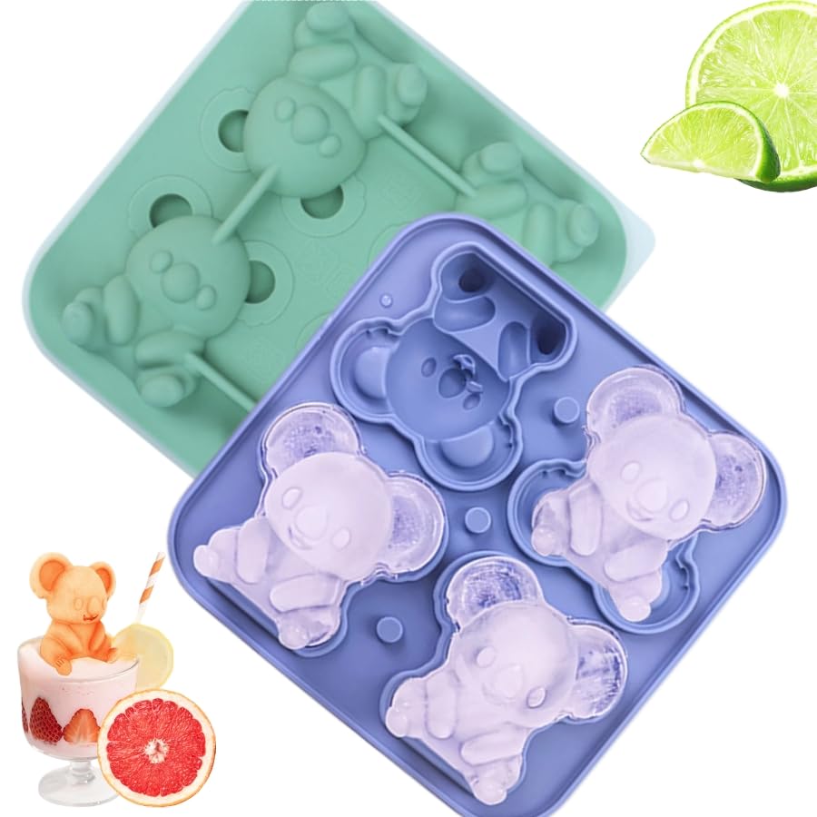 Molde de silicona para cubitos de hielo forma koala 2 piezas miniatura 1