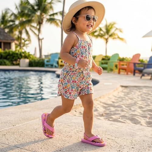 Image of Boys Girls Strap Flip Flops Sandals Cute Cartoon Unicorn Shark Toddler Flip Flop Kids Pool Beach Flat Slide Summer Water Shoes