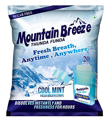Mountain Breeze Sugar-Free Coolmint Fresh Breath Strips – Pack of...