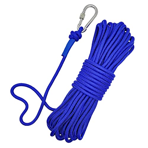 Kletterseil Hilfsseil, Fischerei Bergung Seil mit Karabiner, 20m Outdoor Seil, Allzweckseil, Festmacherleine, Strick, Gartenseil, Seil für Outdoor, Sport, Camping (Durchmesser 8mm, Blau) Cover