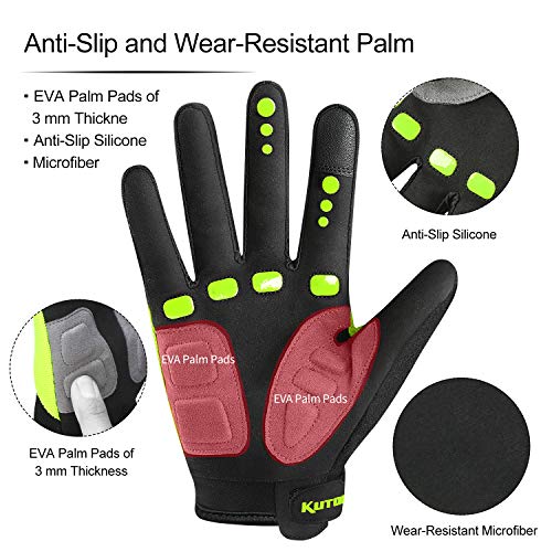Image of KUTOOK Cycling Gloves Full Finger Touch Screen Wear Resistant with Shock Absorbing Pad Bike Gloves Men for MTB Road