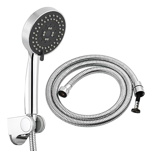 Pommeau de douche haute pression 5 fonctions avec tuyau inox brossé