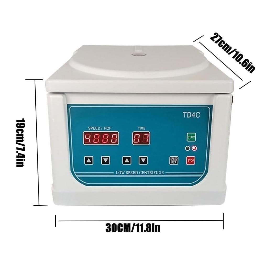 Centrifugadora Laboratorio, Centrífuga eléctrica de Mesa con Control de Tiempo y Velocidad Ajustable para Análisis Cualitativo de Plasma Sanguíneo, Suero