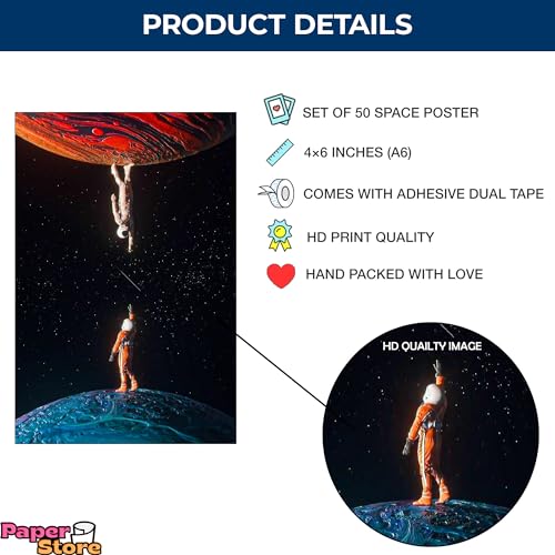 Image of Paper9store Pack Of 50 Aesthetic Wall Collage Kit - 4?6 Inches Self Adhesive Wall Posters For Bedroom, Living Room, Office A6 Size (Space)