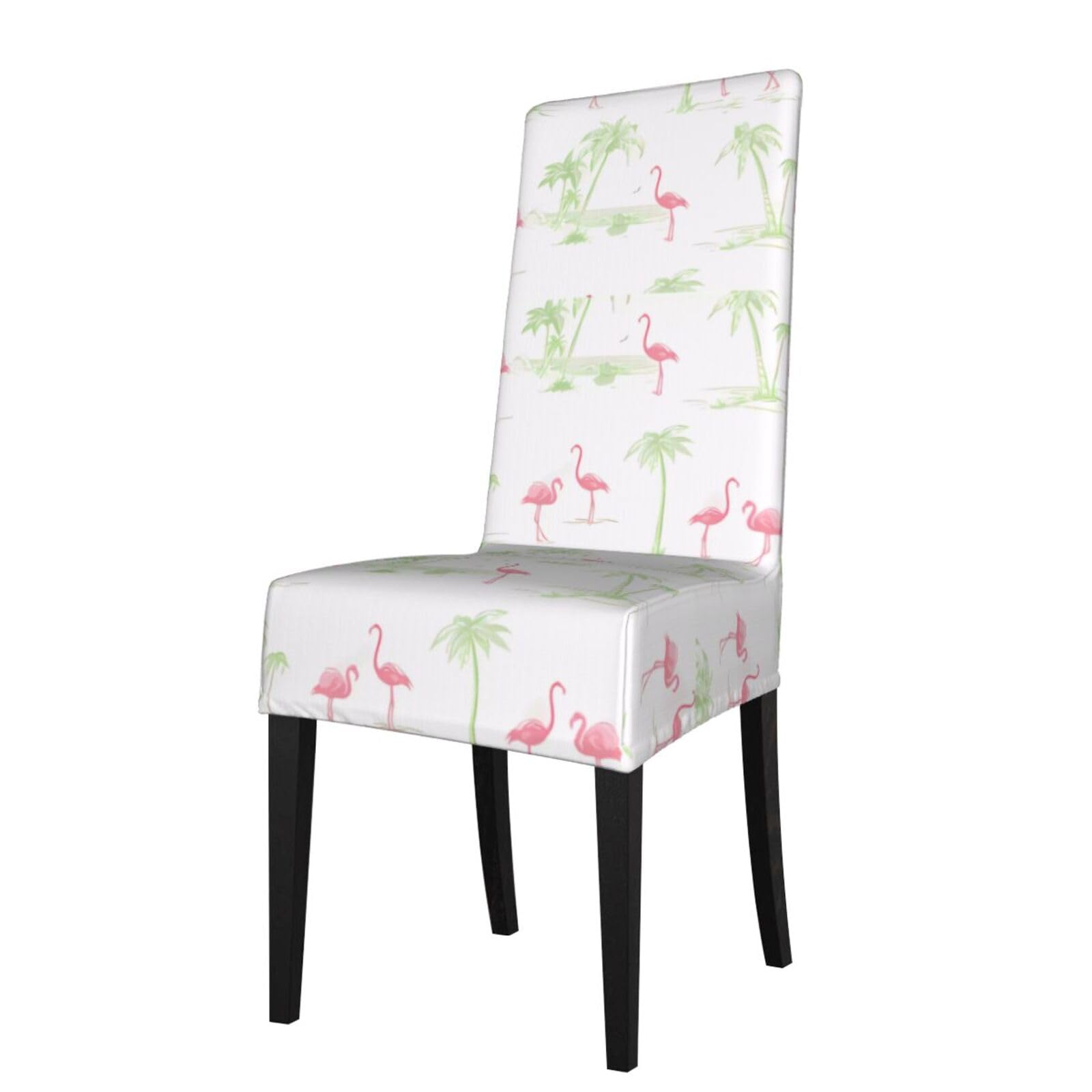 HJFCZH Pink Flamingos Prints Dining Chair Throws - High-Grade Stretch Spandex Slipcovers for Instant Chair Refresh & Damage Protection - Easy Care
