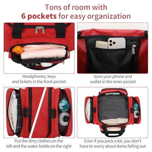 ZZY Small Sports Duffle Bag, 25L Gym Bag, Carry On Holdall for Weekender Travel (Red, 25L) - Image 3