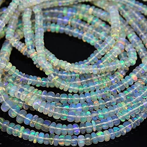Opal de Feu Éthiopienne perles rondelles lisses haut de gamme pour création bijoux de luxe