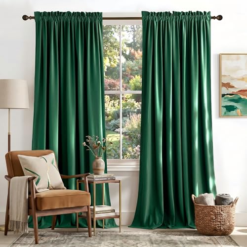 NICETOWN Emerald Green Velvet Curtains 96