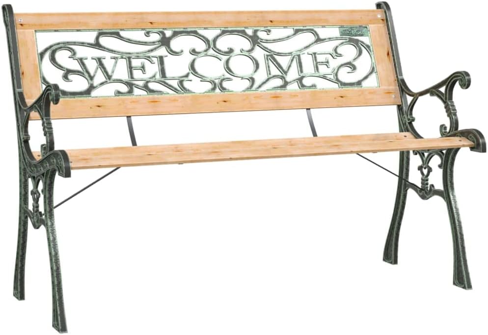 Garden Bench Wooden, Black Solid Firwood, Wrought Iron, PVC 48 in,Vintage Wooden Garden Bench with Rustic Design for Outdoor Use Patio Furniture